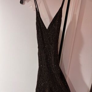 Privy Black Sparkle Backless Dress